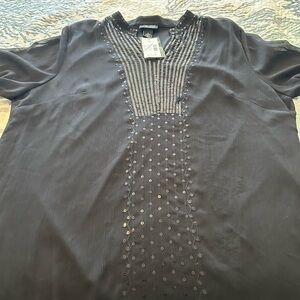 Liz & Me Elegant Black Women’s  Long Sleeve Bling  Top